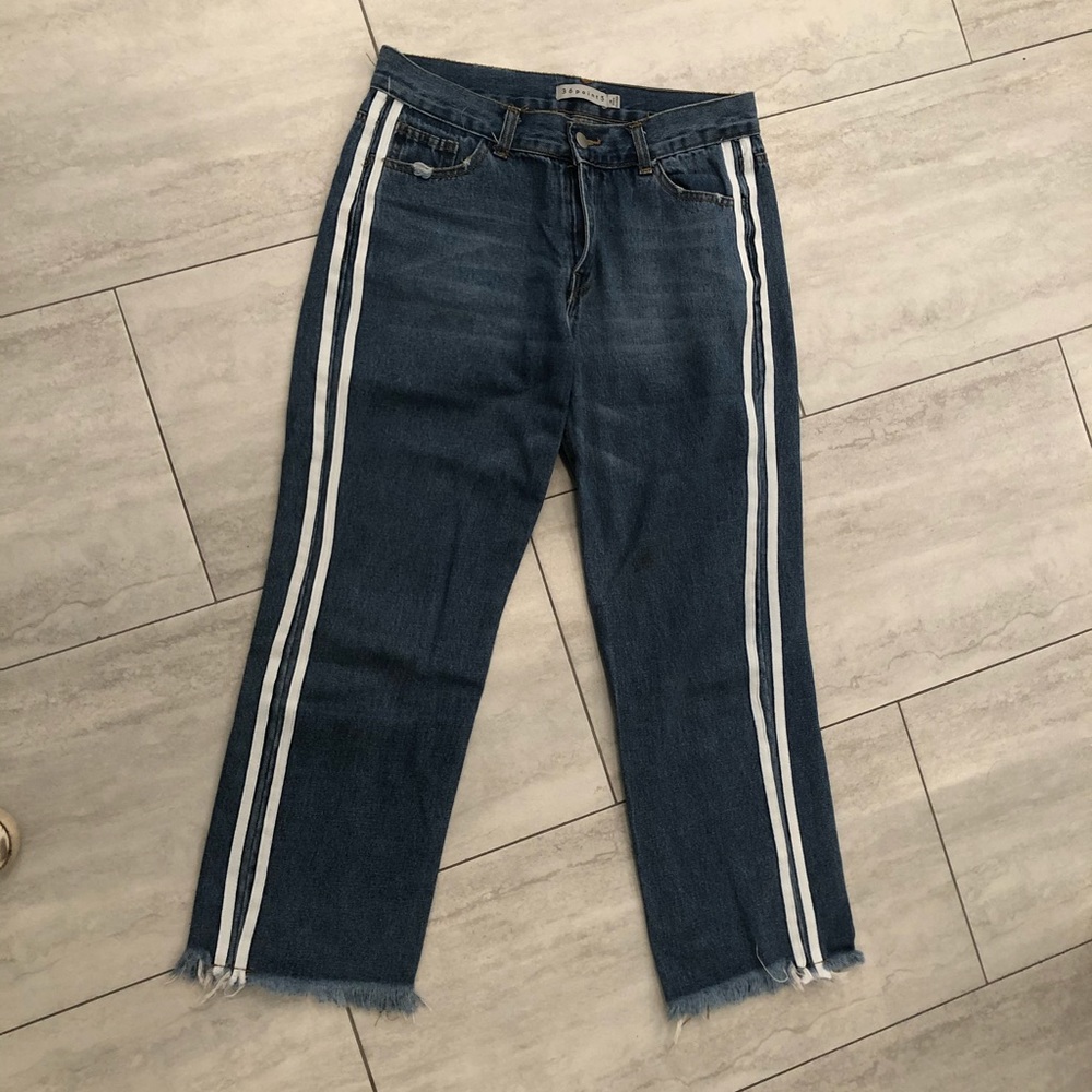 Jeans with 2 white stripes size medium wide leg